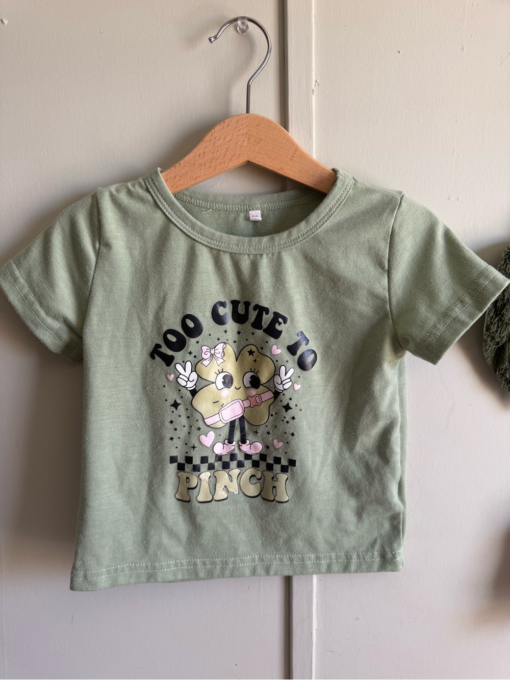 Too Cute To Pinch Kids Graphic Tee - Sage Green